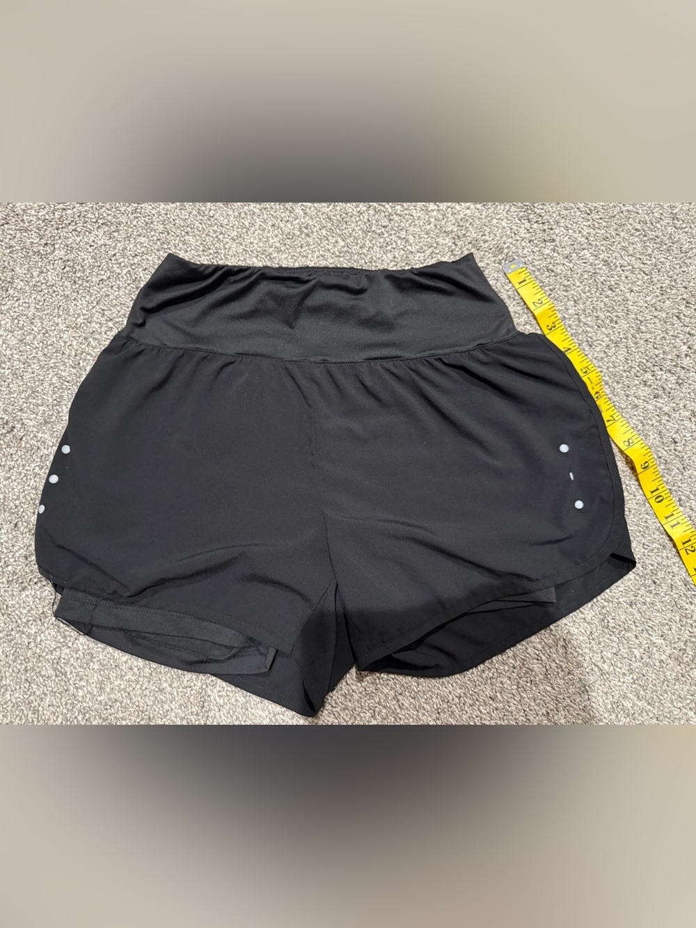 Black High-Rise Women's Athletic Shorts with Reflective Accents